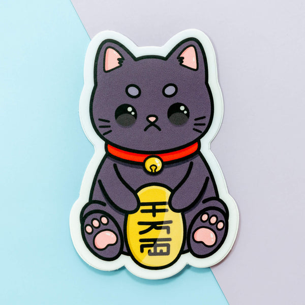 Black Unlucky Cat Vinyl Stickers