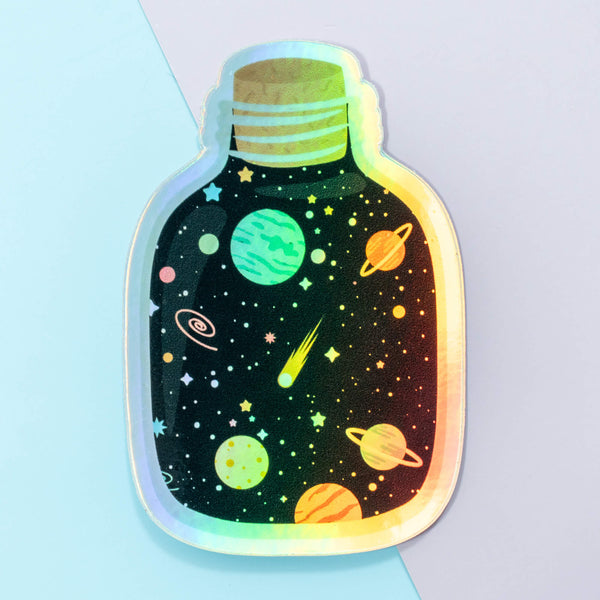 Space Galaxy Jar Galactic Capture Holographic Vinyl Stickers