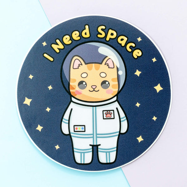 I Need Space Astronaut Cat Vinyl Stickers