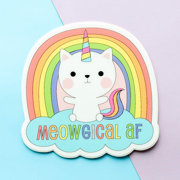 Meowgical AF Caticorn Rainbow Vinyl Stickers
