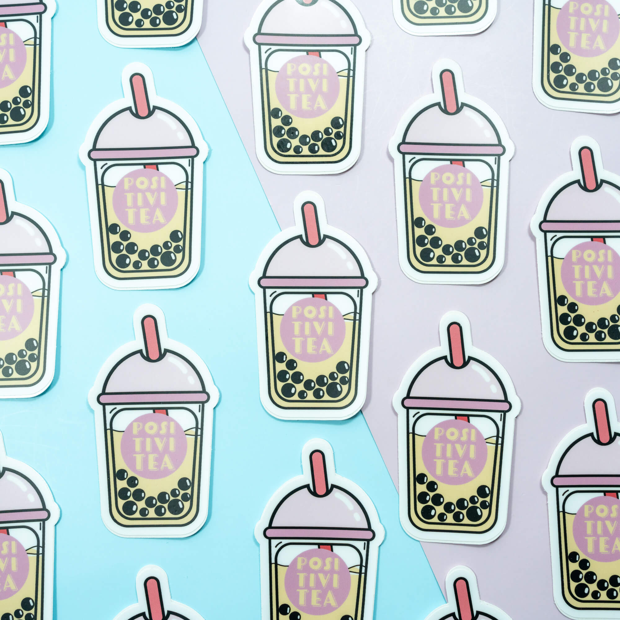 Bubble Tea Text Sticker Positivitea Bubble Boba Tea Vinyl Stickers - Purple – Moonmoli
