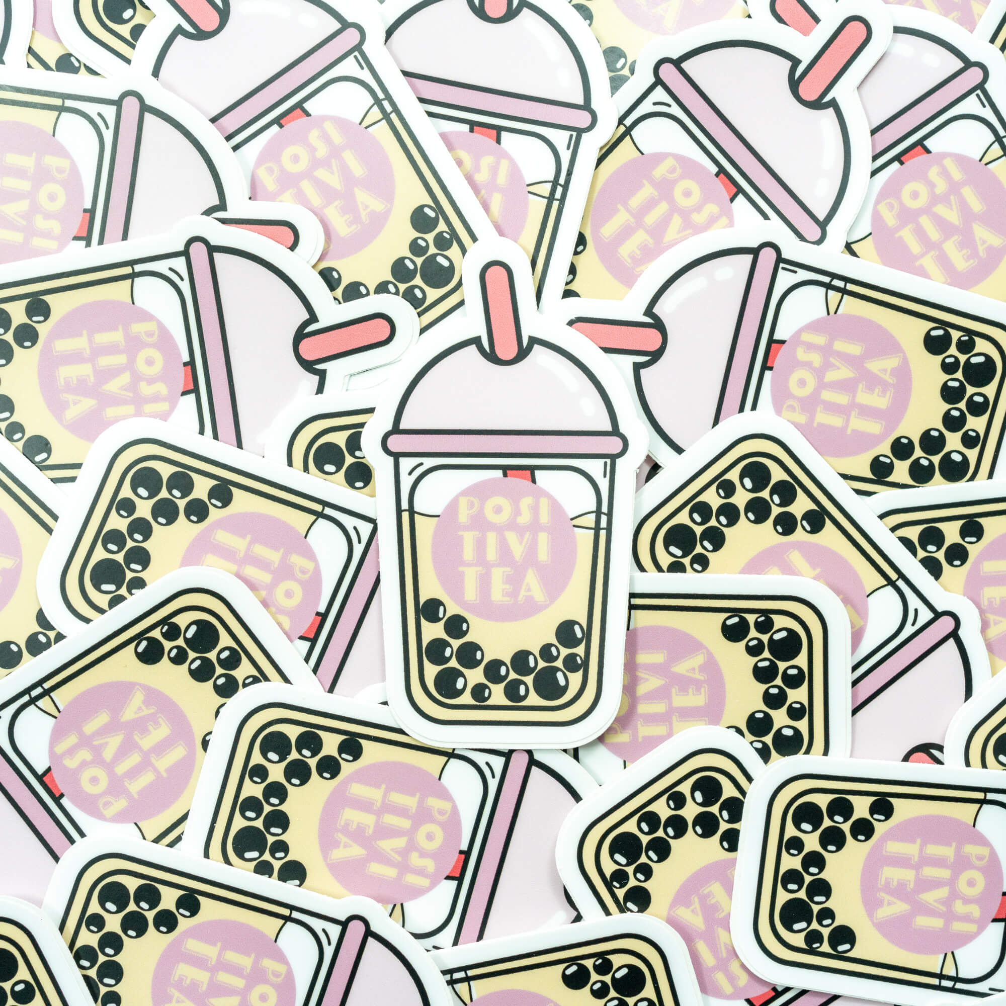 Bubble Tea Text Sticker Positivitea Bubble Boba Tea Vinyl Stickers - Purple – Moonmoli