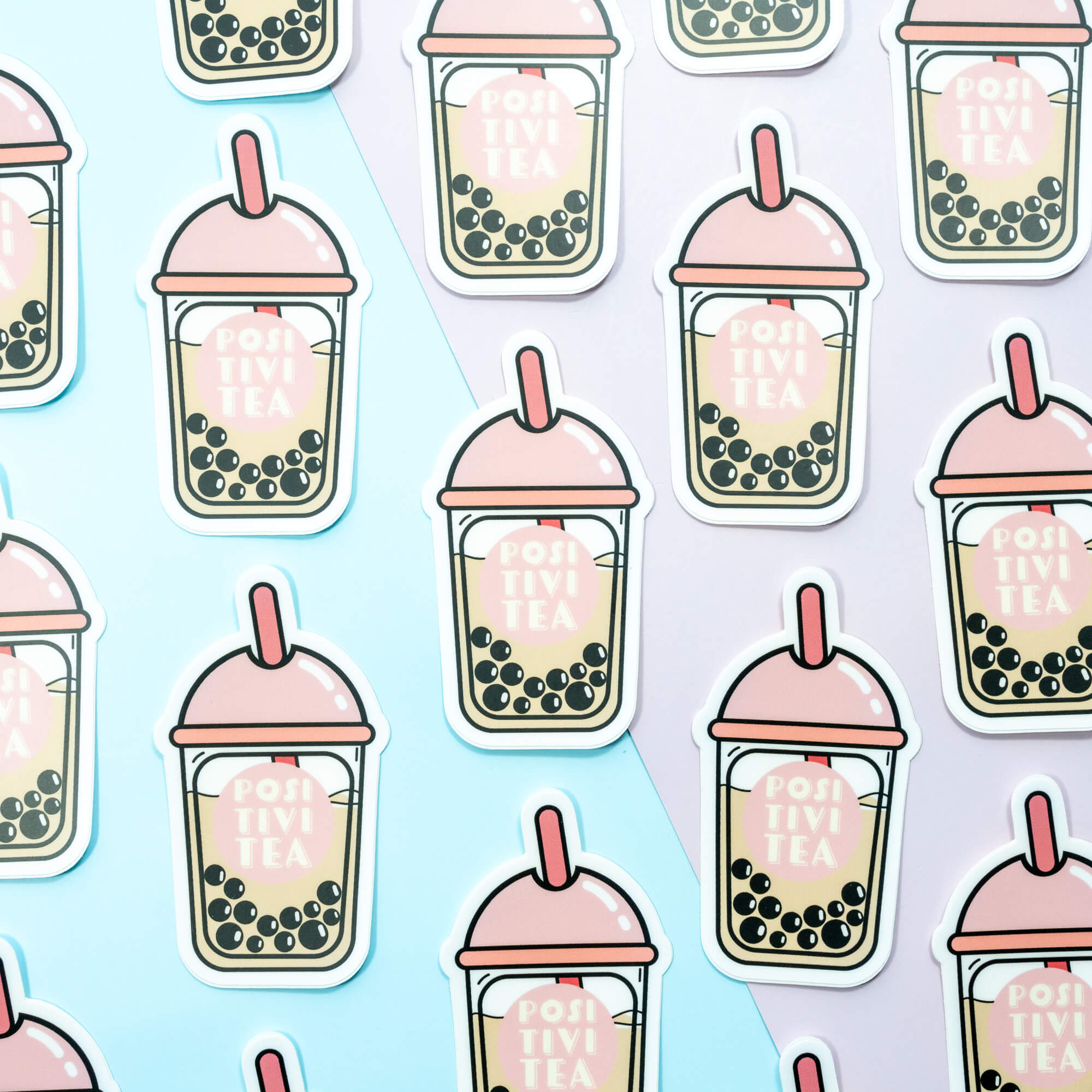 Bubble Tea Sticker Simple Positivitea Bubble Boba Tea Vinyl Stickers - Pink – Moonmoli
